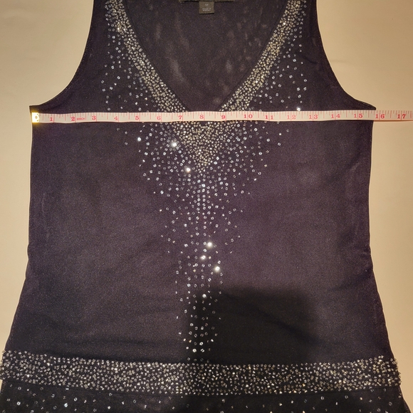 Express Black and Silver Embellished Tank Top Beaded Indie Whimsygoth Croquet - Picture 4 of 6